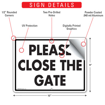 Please Close The Gate Sign (12" x 9") - 0
