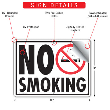 No Smoking Sign (12" x 9") - 0
