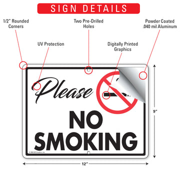 Please - No Smoking Sign (12" x 9") - 0
