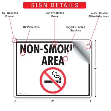Non-Smoking Area Sign (12" x 9") - 0