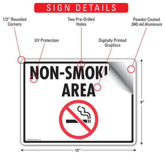 Non-Smoking Area Sign (12" x 9")