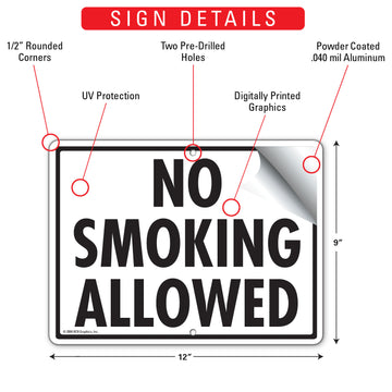No Smoking Allowed Sign (12" x 9") - 0