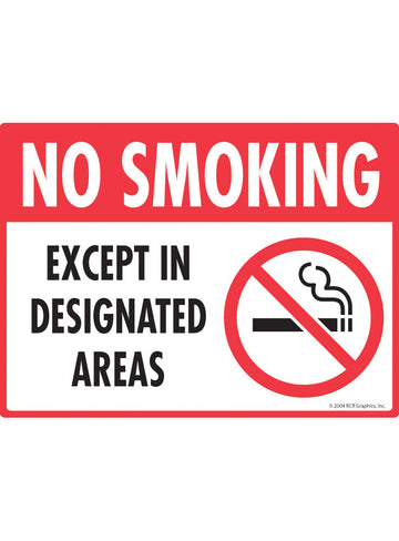 No Smoking - Except in Designated Areas Sign