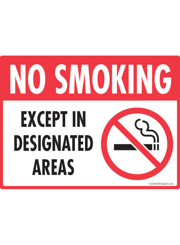 No Smoking - Except in Designated Areas Sign