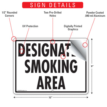 Designated Smoking Area Sign (12" x 9") - 0