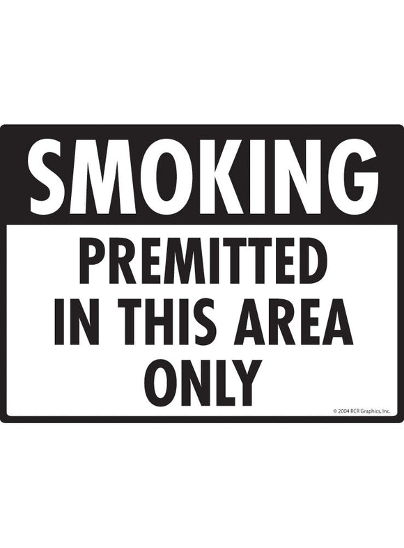 Smoking Permitted in This Area Only Sign