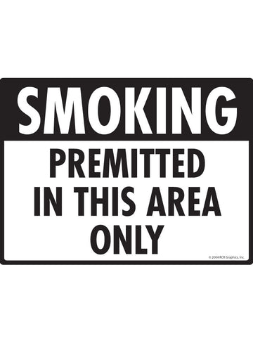 Smoking Permitted in This Area Only Sign