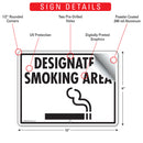 Designated Smoking Area with Symbol Sign (12" x 9")-2