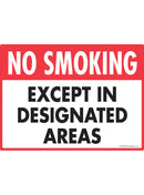 No Smoking - Except in Designated Areas Sign