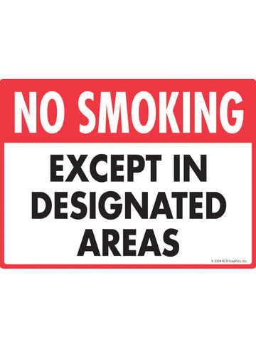 No Smoking - Except in Designated Areas Sign