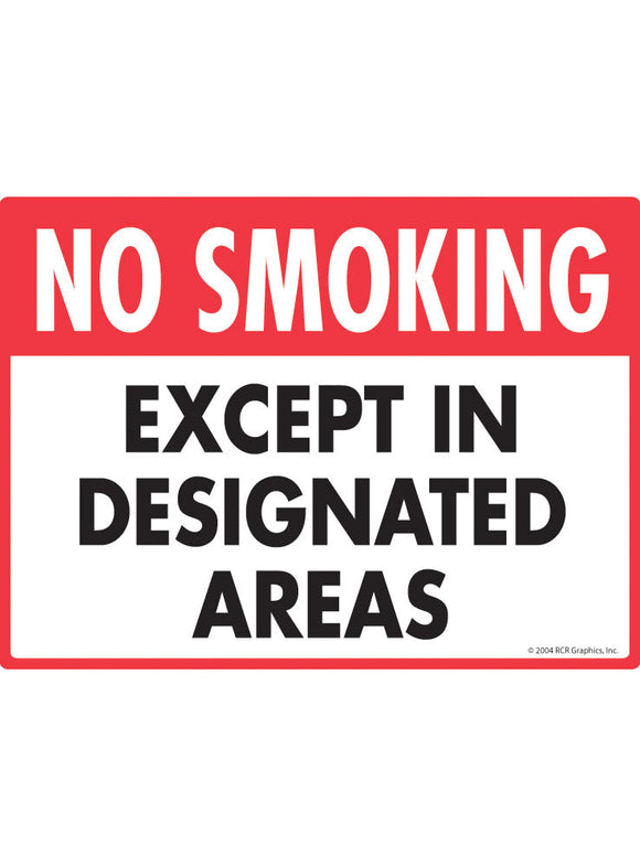 No Smoking - Except in Designated Areas Sign