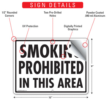 Smoking Prohibited In This Area Sign (12" x 9") - 0