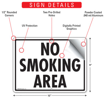 No Smoking Area Sign (12" x 9") - 0