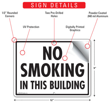 No Smoking In This Building Sign (12" x 9") - 0
