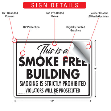 This Is A Smoke Free Building Sign (12" x 9") - 0