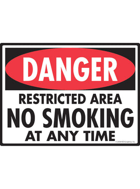 Danger! Restricted Area No Smoking Sign