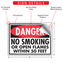 Danger! No Smoking or Open Flames Sign (12" x 9")-2