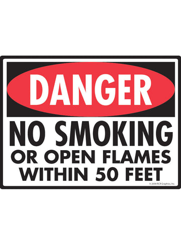 Danger! No Smoking or Open Flames Sign