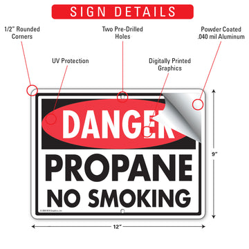 Danger! Propane No Smoking Sign (12" x 9") - 0