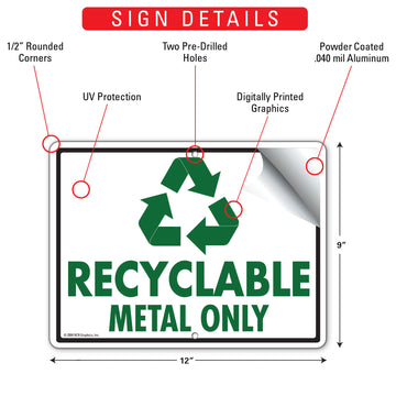 Recyclable - Metal Only Sign (12" x 9") - 0
