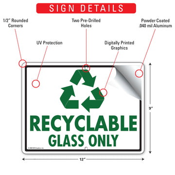 Recyclable - Glass Only Sign (12" x 9") - 0
