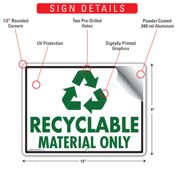 Recyclable - Material Only Sign (12" x 9") - 0