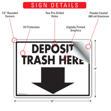 Deposit Trash Here Sign (12" x 9") - 0