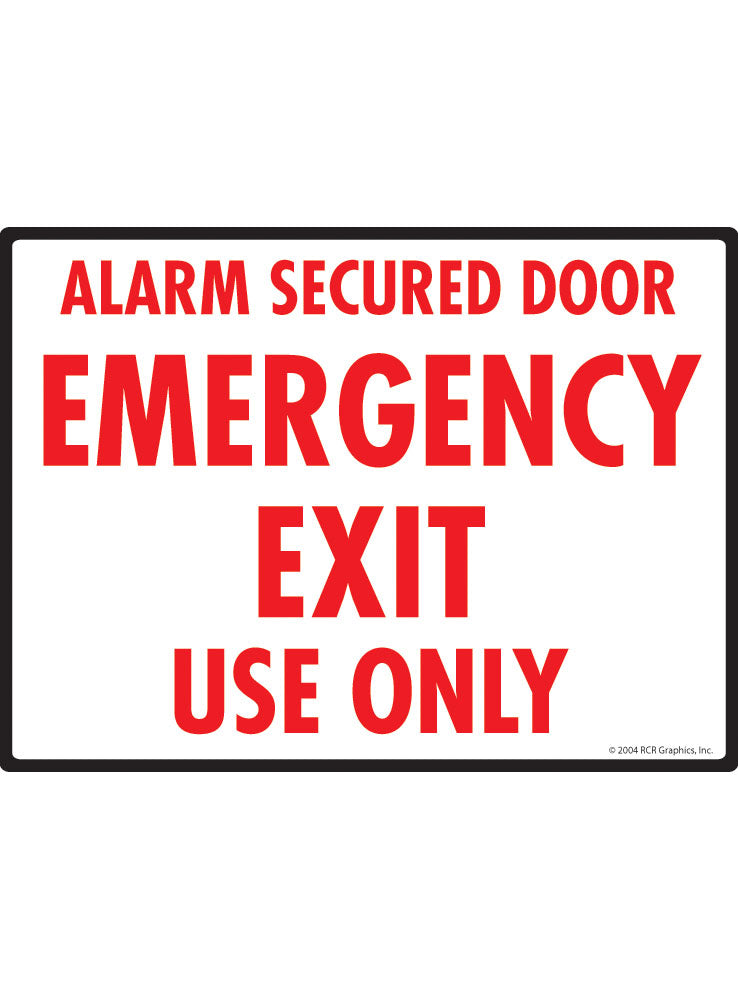 Secured Entry. Sign Alarm Secured Door - Emergency Exit Use Only Sign (12