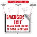 Emergency Exit - Alarm Will Sound If Door Is Opened Sign (12" x 9")-2