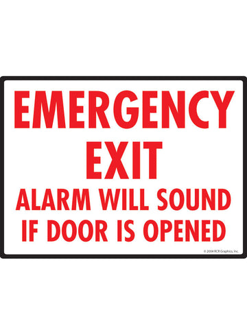 Emergency Exit - Alarm Will Sound Sign