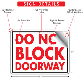 Do Not Block Doorway Sign (12" x 9") - 0