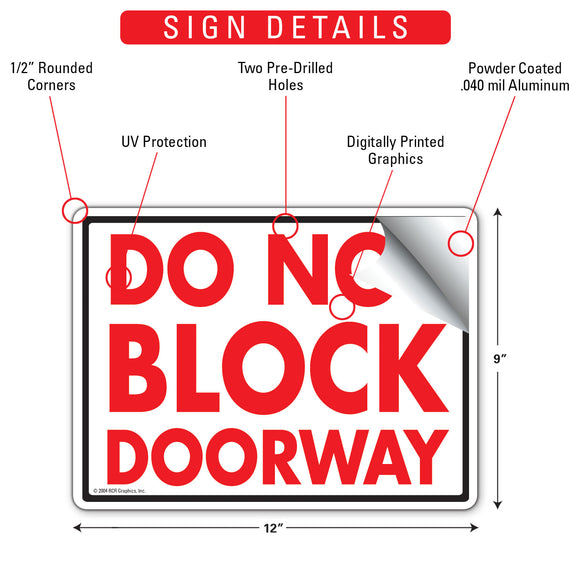 Do Not Block Doorway Sign (12" x 9")
