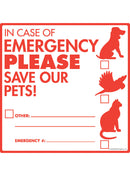 Pet Emergency Sign or Sticker