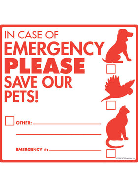 Pet Emergency Sign or Sticker