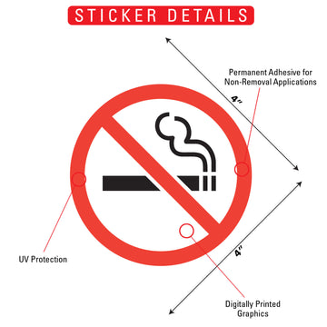 No Smoking Vinyl Sticker - 4" x 4" - 0