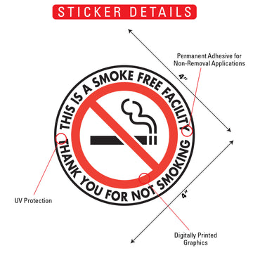 This Is A Smoke Free Facility Vinyl Sticker - 4" x 4" - 0