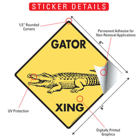 Gator (Alligator) Xing (Crossing) Signs or Sticker - 0