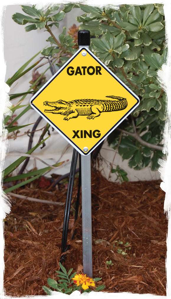 Gator Alligator Crossing Aluminum Sign or Vinyl Sticker - Weatherproof Novelty