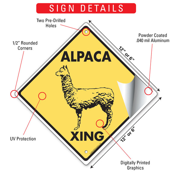 Alpaca Xing (Crossing) Animal Signs or Sticker