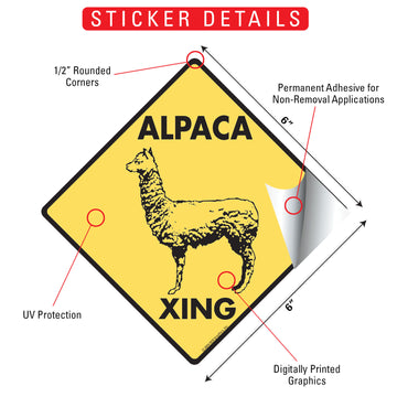 Alpaca Xing (Crossing) Animal Signs or Sticker - 0