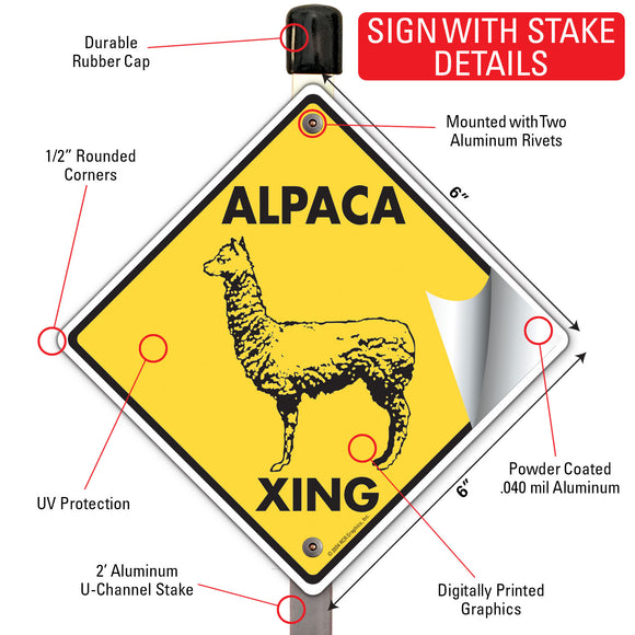Alpaca Xing (Crossing) Animal Signs or Sticker