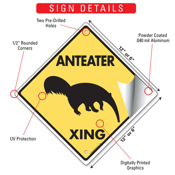 Anteater Xing (Crossing) Animal Signs or Sticker