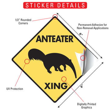 Anteater Xing (Crossing) Animal Signs or Sticker - 0