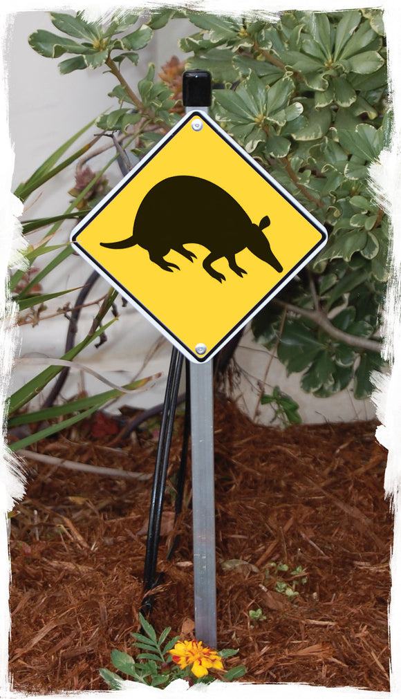 Warning Armadillo Animal Aluminum Sign or Vinyl Sticker - Weatherproof Novelty