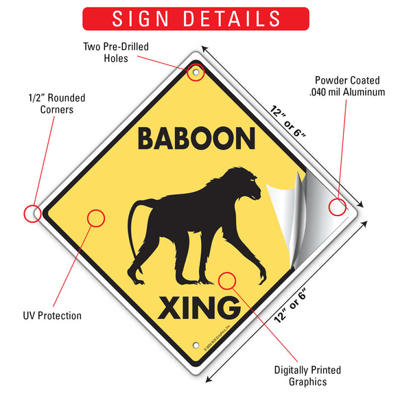 Baboon Xing (Crossing) Animal Signs or Sticker