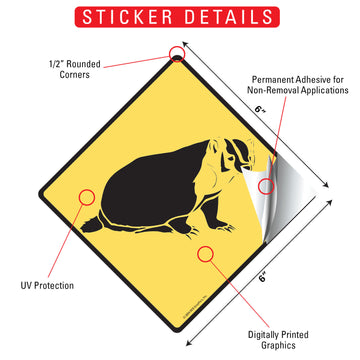 Warning! Badger Animal Signs or Sticker - 0