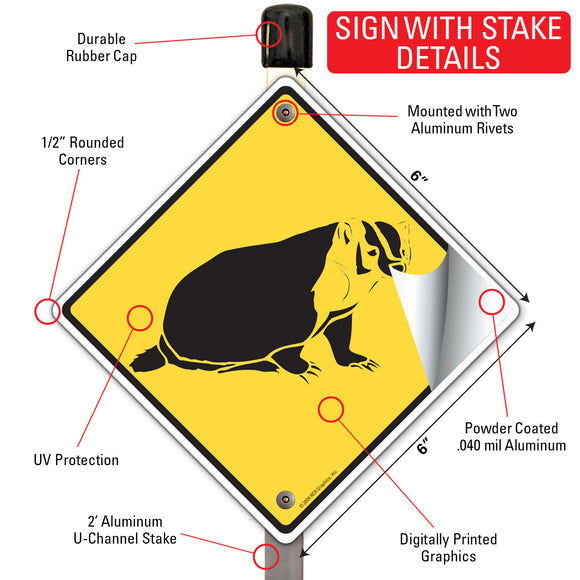Warning! Badger Animal Signs or Sticker