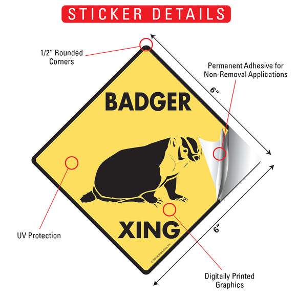 Badger Xing (Crossing) Animal Signs or Sticker