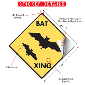 Bat Xing (Crossing) Animal Signs or Sticker - 0