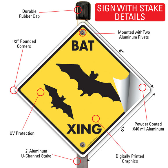 Bat Xing (Crossing) Animal Signs or Sticker